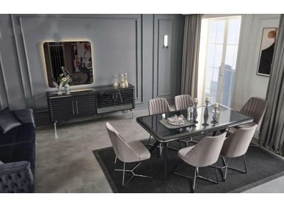 Volledige eetkamer meubels Ontwerper Sideboard Luxe eettafel 4 stoelen