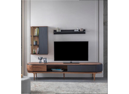 Moderne woonkamerset Luxe Bruine tv-kast Wandkast Planken
