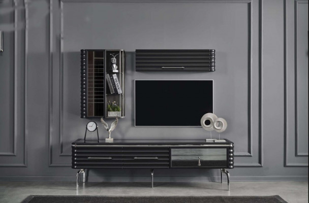 Modern woonkamerset Ontwerper TV-kast Luxe 2x muurkasten 3-delig