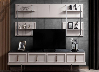 Witte woonkamer wandmeubel tv-kast luxe hangrek 3-delige set nieuw