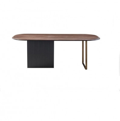 Bruine houten tafel Designer eetkamermeubels Half ronde luxe eettafel