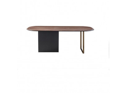 Bruine houten tafel Designer eetkamermeubels Half ronde luxe eettafel