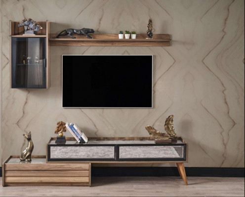 Modern wandmeubel ontwerper houten tv-kast luxe wandkast rek 3-delig