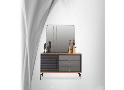 Stijlvolle bruine commode rechthoekige spiegel elegant slaapkamer set.