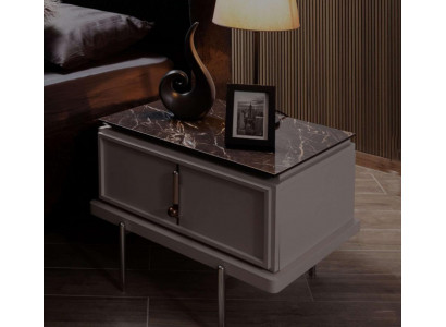 Bruine nachtkastje Stijlvolle slaapkamer Houten meubels Design meubels Nieuw