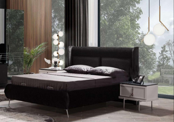 Bruine nachtkastje Stijlvolle slaapkamer Houten meubels Design meubels Nieuw