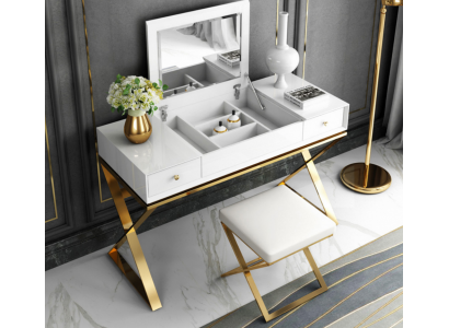 Moderne witte slaapkamer kaptafel met laden houten meubels