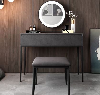 Grijze make-uptafel Ontwerper kaptafel Laden make-up commode