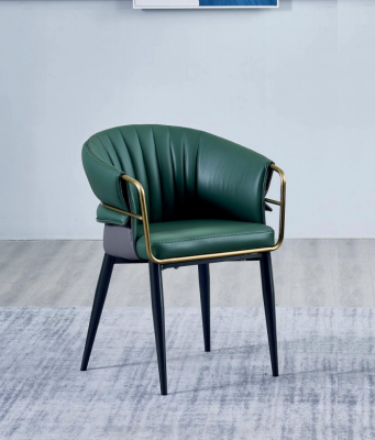 Groene eetkamerstoel ontwerper houten poten kunstleren stoelen roestvrijstalen meubels