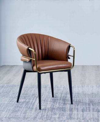 Bruine leren stoel ontwerper eetkamermeubels houten stoelen textiel stoelen