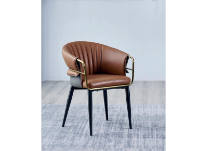 Bruine leren stoel ontwerper eetkamermeubels houten stoelen textiel stoelen