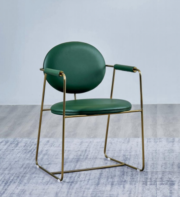 Groene roestvrijstalen stoel Ontwerper fauteuil Luxe eenzitter Modern meubilair