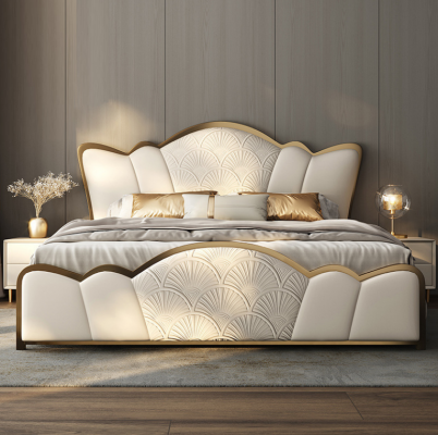 Slaapkamer Meubel Stijlvol Wit Tweepersoonsbed Moderne Leren Bedden