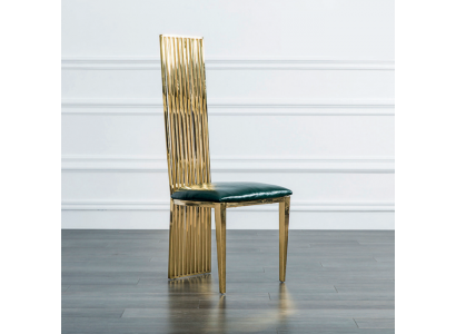 Gouden groene eetkamer hoge stoel Luxe fauteuil hout gestoffeerde stoelen