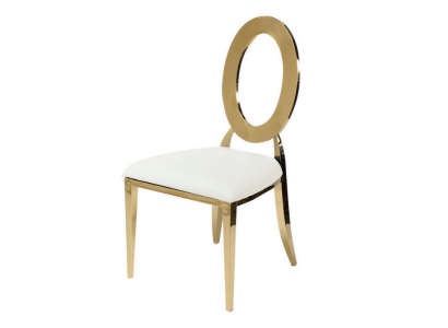 Gouden-Witte Luxe Stoel Hoge Stoel Eetkamer Kunstleren Stoelen Hout
