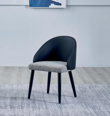 Grijze-blauwe eetkamerstoel Luxueuze fauteuil Houten stoelen