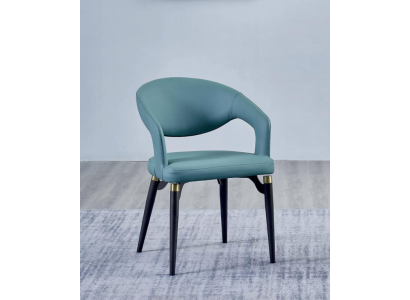 Blauwe eetkamerstoel Luxe 1-zits Stijlvolle EInsitzer houten stoelen