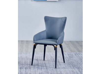 Blauwe eetkamerstoel bekleding Moderne fauteuil Ontwerper leren stoel