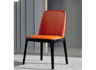 Oranje-zwarte eetkamerstoel Stijlvolle fauteuils Moderne houten stoel