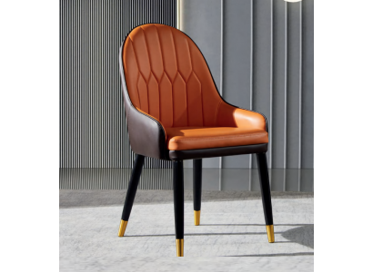 Bruin-oranje eetkamerstoelen Ontwerper houten stoelen Moderne leunstoel