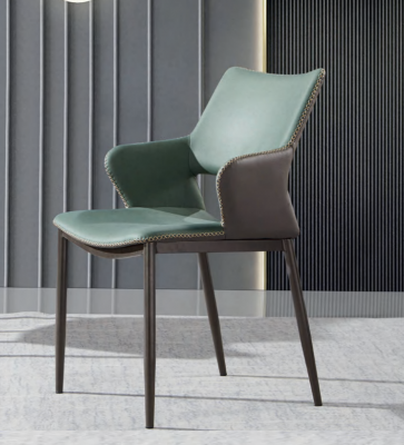 Bruin-groene houten eetkamerstoelen Ontwerper houten stoel Moderne leunstoelen
