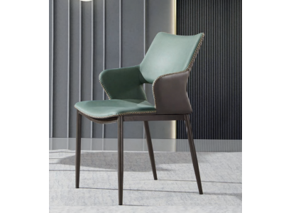 Bruin-groene houten eetkamerstoelen Ontwerper houten stoel Moderne leunstoelen