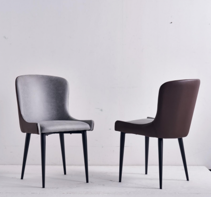 Grijze armstoel designer eetkamerstoelen houten keukenfauteuil.