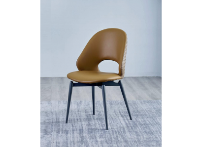 Bruine leren stoel Moderne eetkamerfauteuil Stijlvolle houten stoelen
