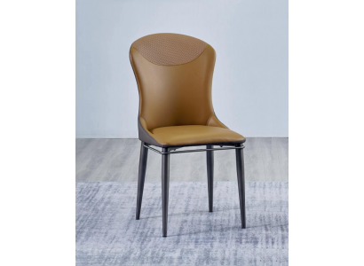 Bruine eetkamerstoel, luxe gestoffeerde stoelen, moderne houten stoelen