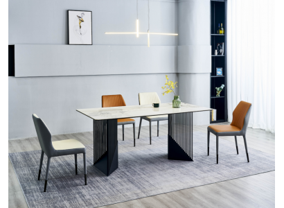 Moderne eetkamer meubelontwerp Eetgroep 4x gestoffeerde stoelen Eettafel