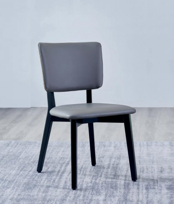 Eenzits designer grijze eetkamerstoel gestoffeerde stoelen leer eenzitter