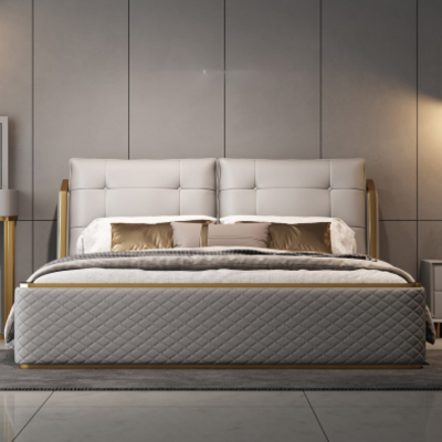 Ontwerper Wit Slaapkamer Bed Luxe Tweepersoonsbedden Houten Frame Modern