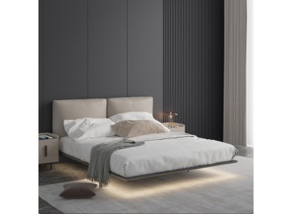 Lichtgrijs slaapkamer wandbed LED-bed designer houten tweepersoonsbedden
