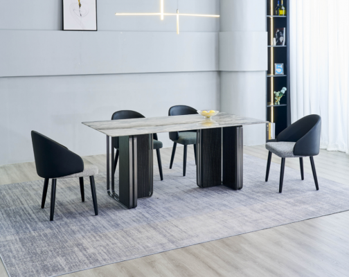 Rechthoekige eettafel 4x stoelen Moderne eetkamerset 5-delig Nieuw
