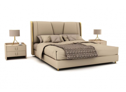 Slaapkamer Ontwerper Beige Bed Tweepersoonsbedden LED-bedden Lederen bedden