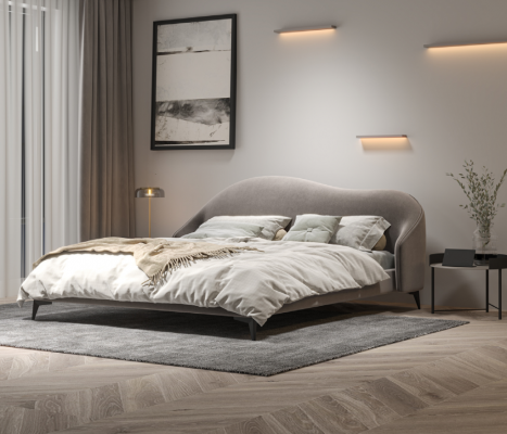 Grijs textielbed Slaapkamer Bedden Luxe Tweepersoonsbedden Stijlvol Meubilair
