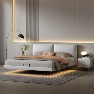 Witte slaapkamer muurbed ontwerperbedden houten frame tweepersoonsbedden