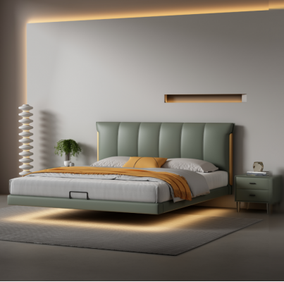 Groene muurbed ontwerper slaapkamer bedden leren bedden textiel bedden