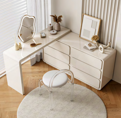 Witte kaptafel Moderne make-uptafel Hoek kaptafel Laden