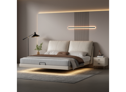 Witte slaapkamer wandbed ontwerper leren tweepersoonsbedden houten frame