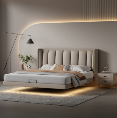 Witte slaapkamer tweepersoonsbed design luxe meubels houten frame bedden