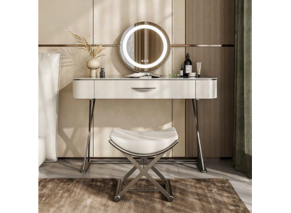 Witte make-uptafel met spiegel, designmake-uptafel met laden