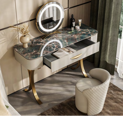Beige make-uptafel Ontwerper kaptafel Kaptafel met laden