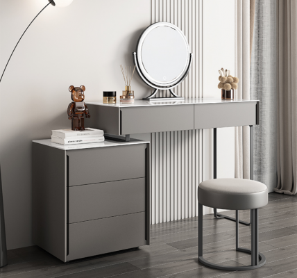 Grijze make-uptafel Designer slaapkamermeubels Hout Luxe Kaptafel