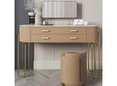 Bruine kaptafel ontwerper make-uptafel met laden luxe meubels.