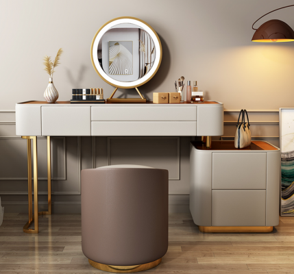 Stijlvolle witte make-uptafel met laden Designer kaptafel.
