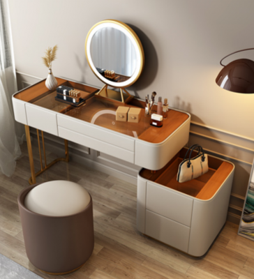 Stijlvolle witte make-uptafel met laden Designer kaptafel.