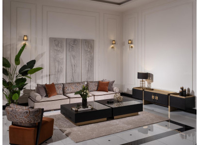 Bankstelsel Driepersoons Fauteuil Salontafel Set 6-delig Grijs Woonkamer