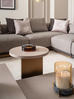 Woonlandschap set woonkamer hoekbank bank salontafels 5-delig grijs