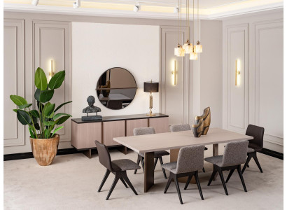 Eetkamer Eetgroep Eetkamermeubilair Eettafel Eethoek 9-delige Houten Beige
